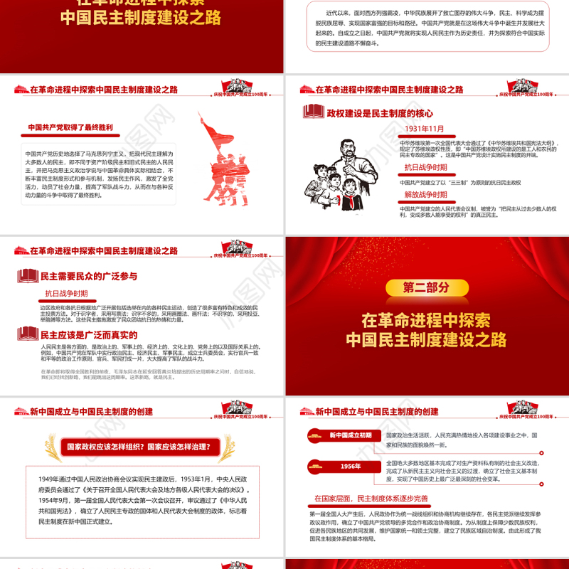 2021中国民主制度的百年探索及启示PPT建党100周年学党史专题教育PPT模板