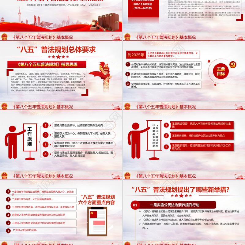 2021关于开展法治宣传教育的第八个五年规划PPT认真贯彻落实学习第八个五年规划课件模板