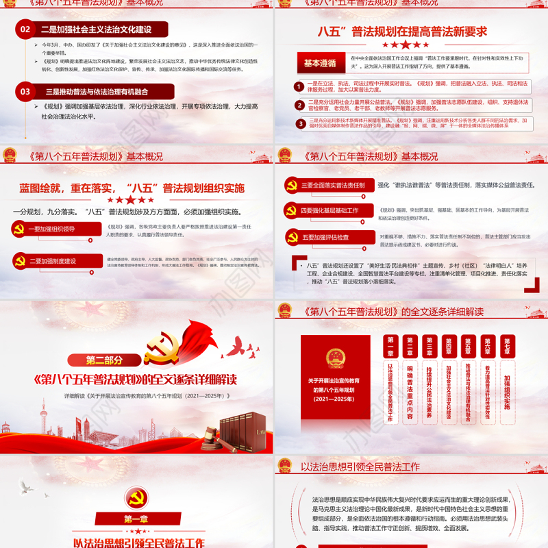 2021关于开展法治宣传教育的第八个五年规划PPT认真贯彻落实学习第八个五年规划课件模板