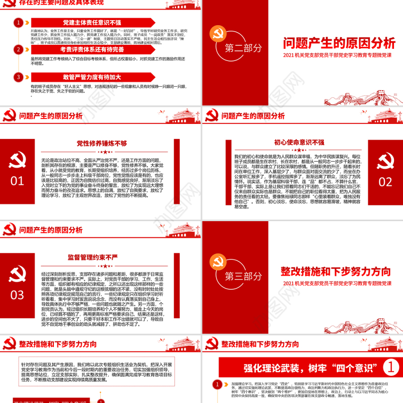 2021组织生活会“五个方面”班子对照PPT机关党支部党员干部党史学习教育专题微党课