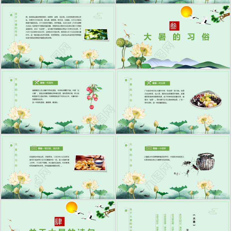 中国风传统二十四节气之大暑PPT模板