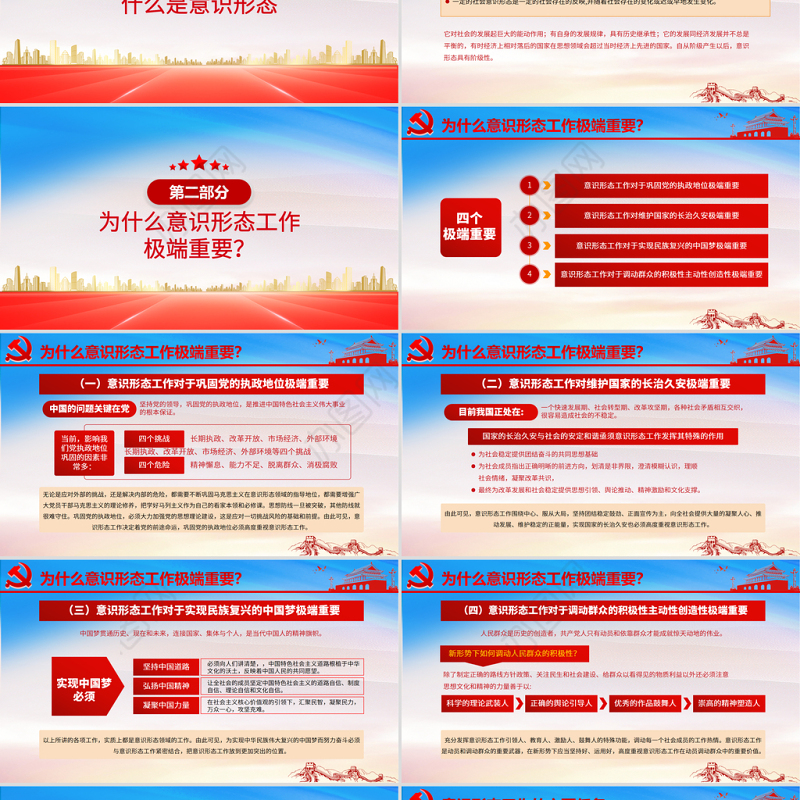 2021坚定不移做好新时代意识形态工作PPT党组织学党史专题课件模板下载