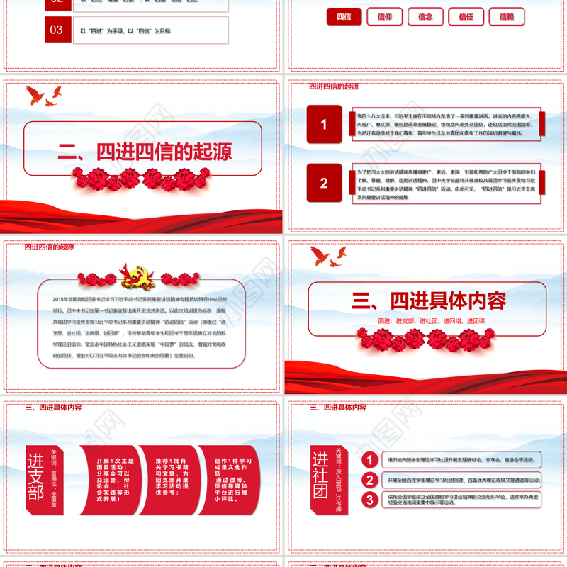 2021学四进四信做四可青年PPT学党史专题微党课课件模板下载