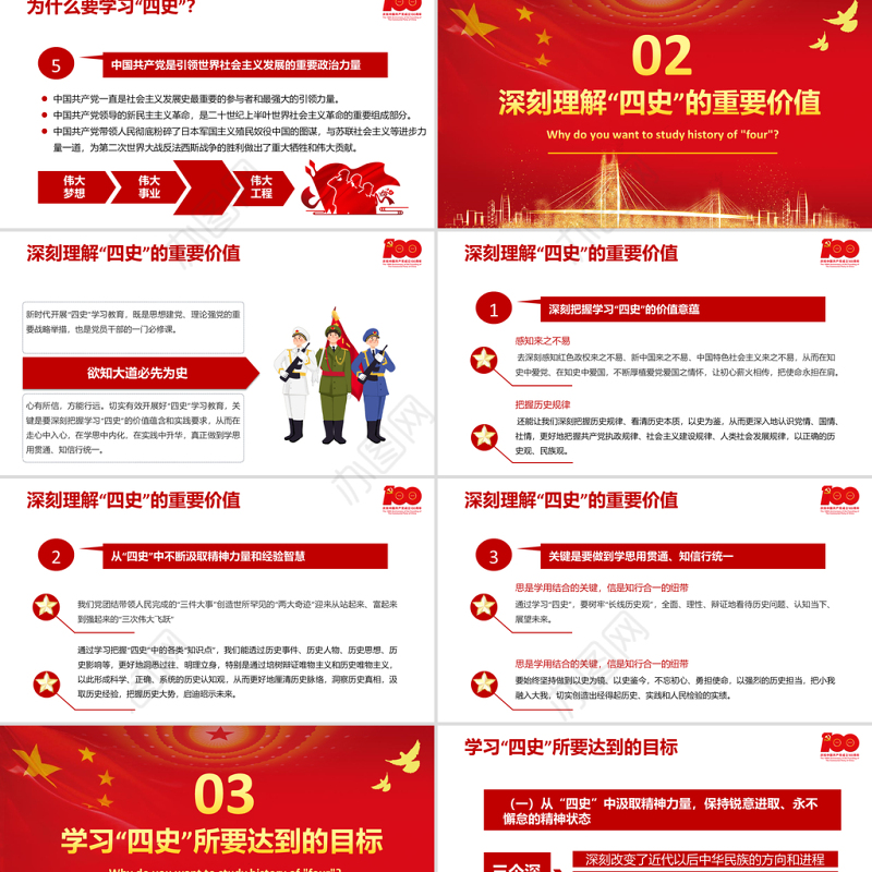 2021学习传播四史砥砺奋进前行PPT庆祝建党100周年四史党课学习党支部党政党史国史改革开放史专题辅导PPT模板