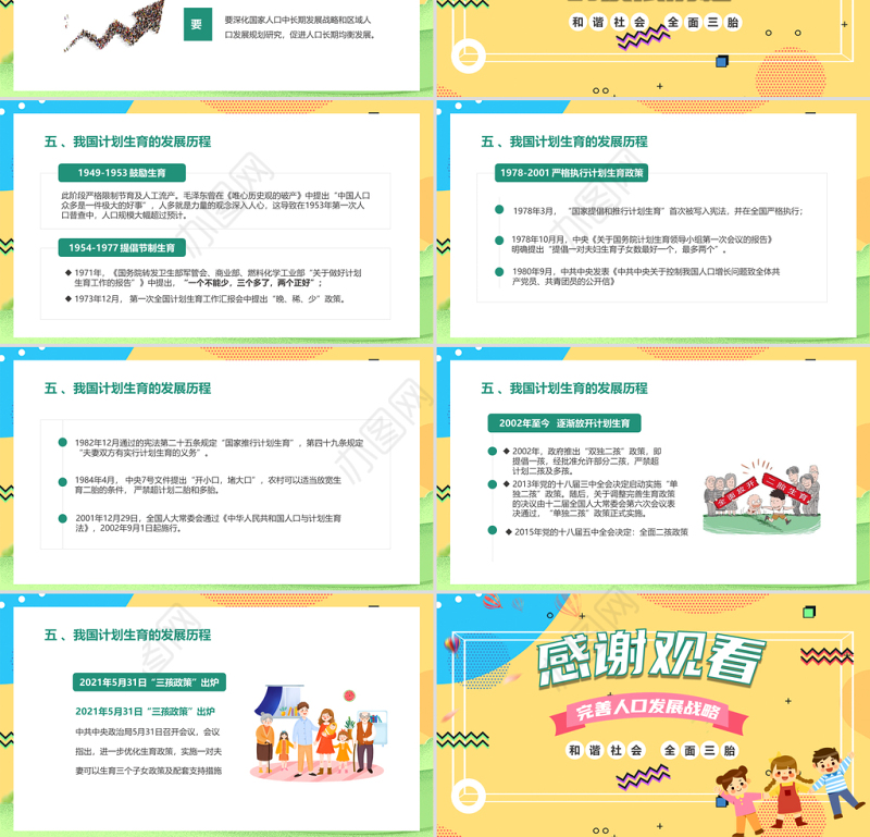 2021三孩政策解读PPT清新简约风完善人口发展和谐社会三孩政策课件模板