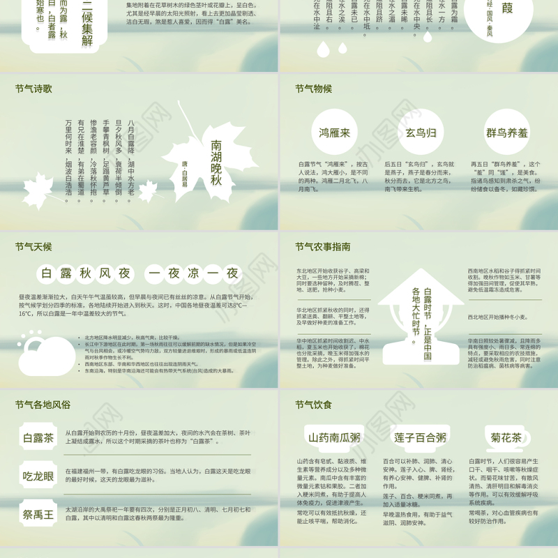 2021白露节气PPT清新简雅二十四节气中国传统文化主题班会课件下载
