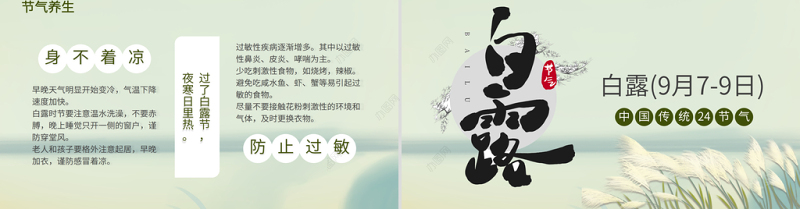 2021白露节气PPT清新简雅二十四节气中国传统文化主题班会课件下载
