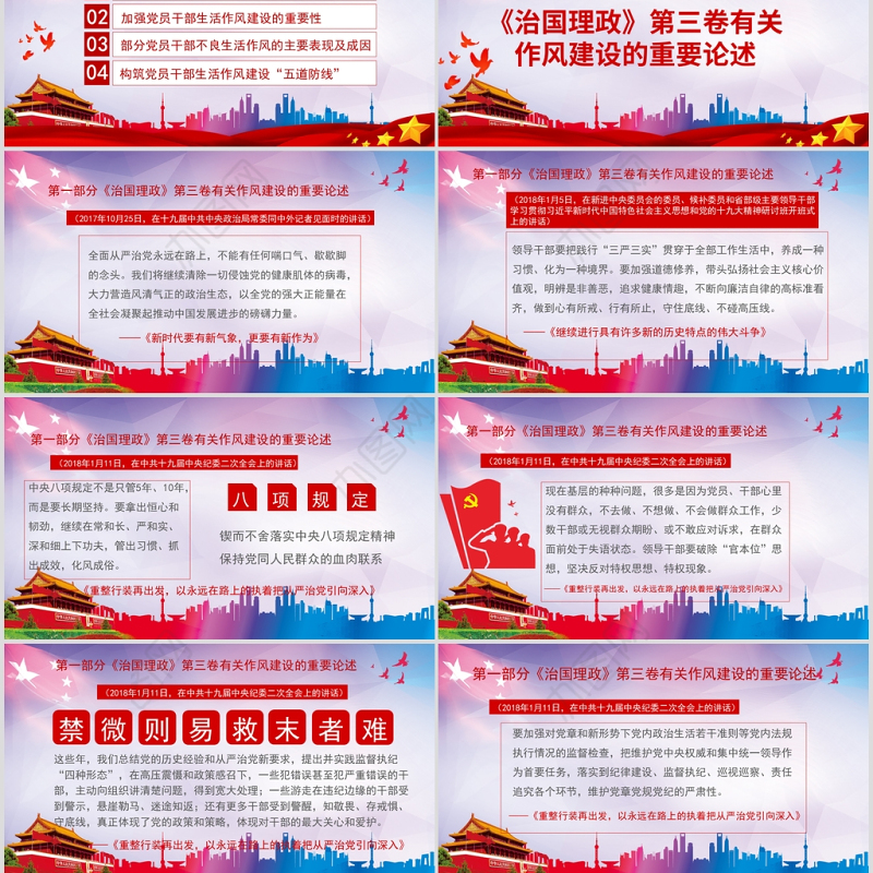 锲而不舍抓作风永不放松严党纪PPT模板-含讲稿