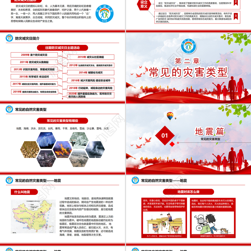 2021防灾减灾日中小学生防灾教育主题班会PPT模板