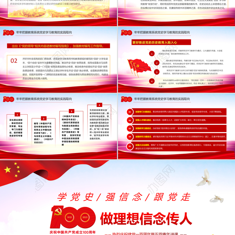 2021做理想信念传人PPT热烈庆祝建党100周年暨五四青年讲课学党史强信念跟党走专题教育辅导党课 PPT模板
