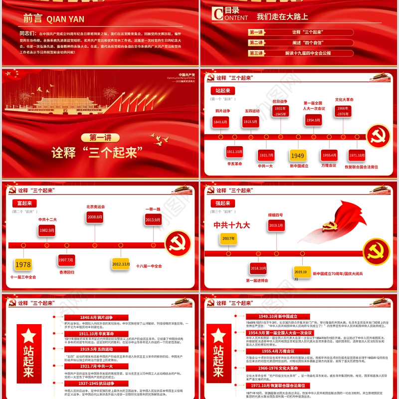 2020党支部党委党组七一建党最新党课我们走在大路上动态PPT模板-含讲稿