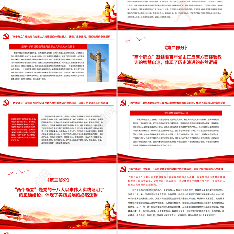 正确理解和把握“两个确立”的必然逻辑PPT党员干部深入学习两个确立的深刻内涵和重大意义专题党课课件模板
