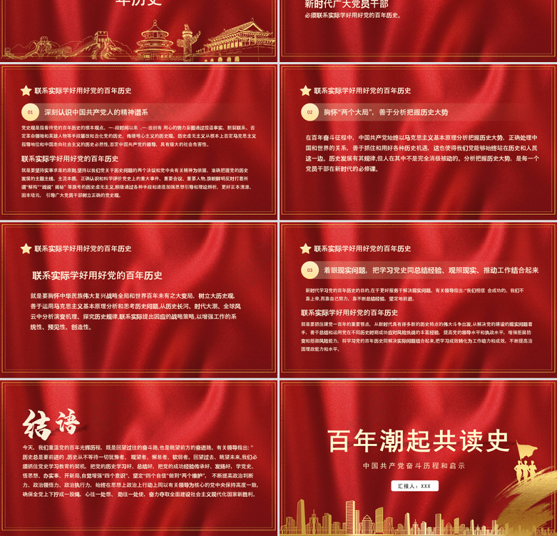 2021百年潮起共读史PPT中国共产党奋斗历程和启示专题党课课件