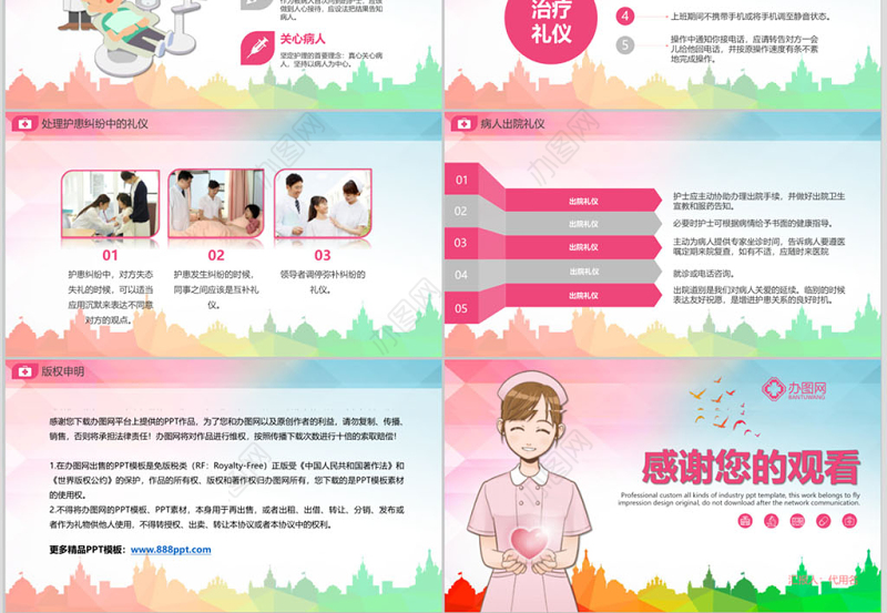 原创医疗医院护士护理礼仪培训课件PPT模版