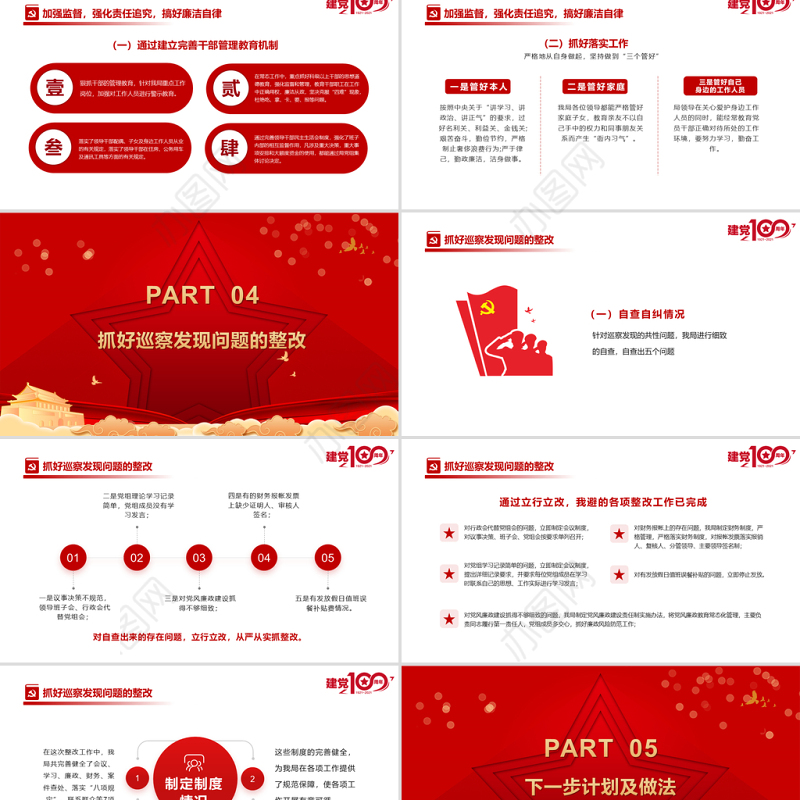 2021上半年党风廉政建设和防腐工作总结PPT红色建党100周年迎七一系列党课课件
