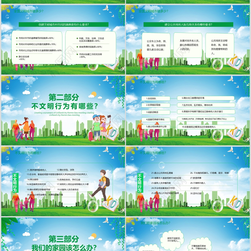 绿色创建文明城市我们共同努力PPT模板