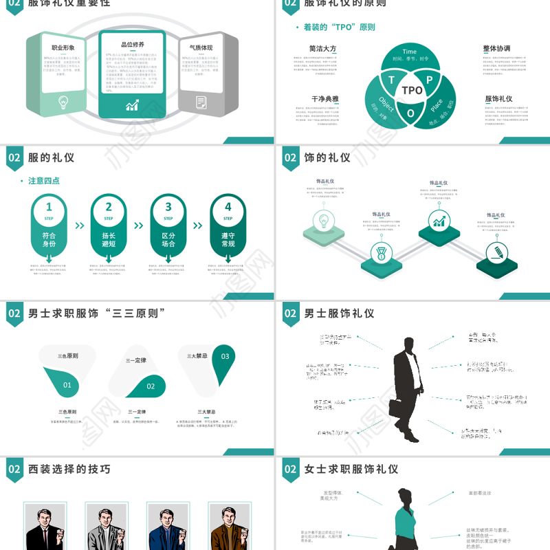 2021求职基本礼仪PPT绿色职场礼仪大气简约商务礼仪PPT模板