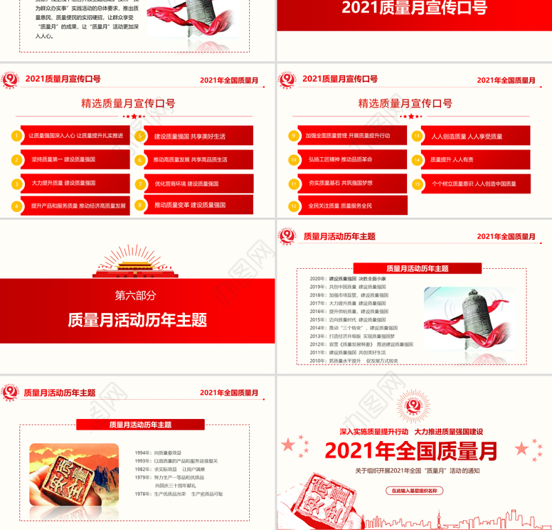 2021全国质量月宣传PPT红色简洁风模板下载