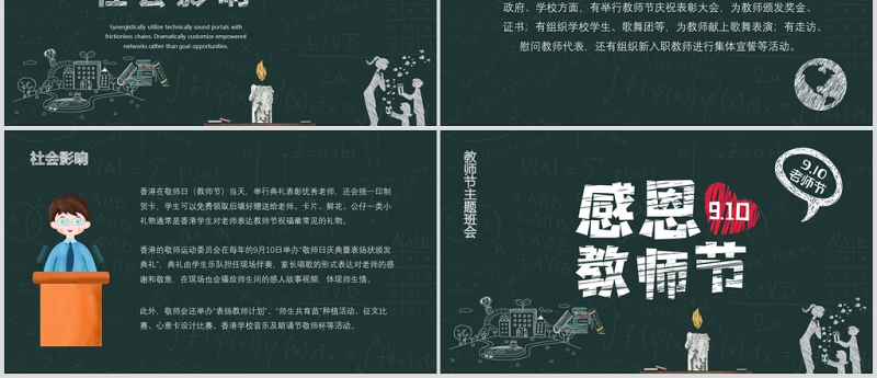 2002年创意黑板粉笔师恩难忘ppt动态模板