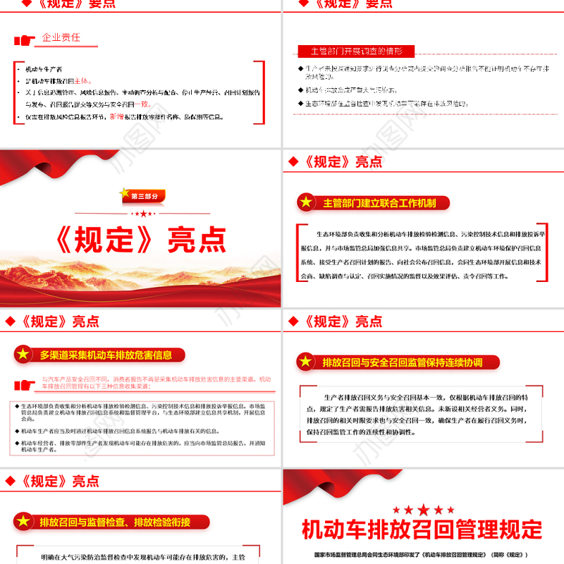2021机动车排放召回管理规定PPT专题系列党课课件模板下载