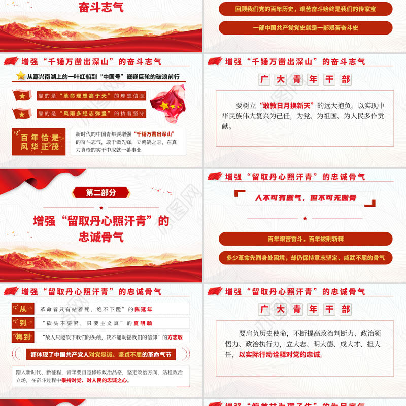 2021增强“三气”赓续伟大建党精神PPT牢记初心使命坚定理想信念党课课件模板下载