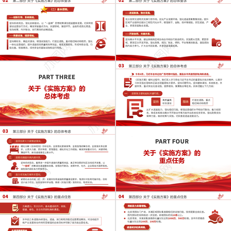 2021“十四五”推进西部陆海新通道高质量建设实施方案PPT大气简洁风构建通道融合开放发展新局党课模板