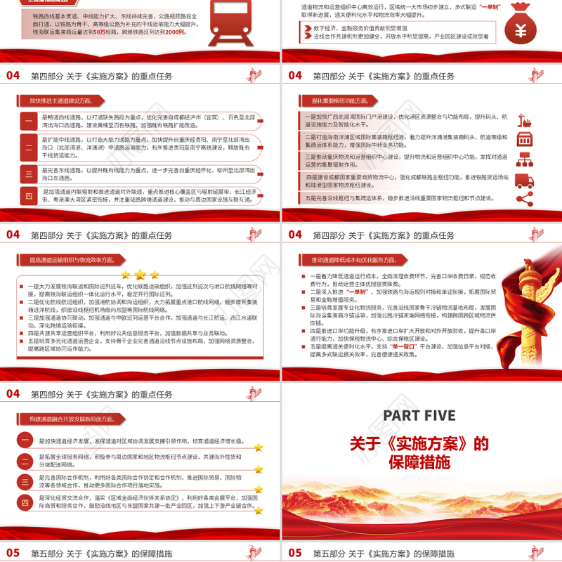 2021“十四五”推进西部陆海新通道高质量建设实施方案PPT大气简洁风构建通道融合开放发展新局党课模板