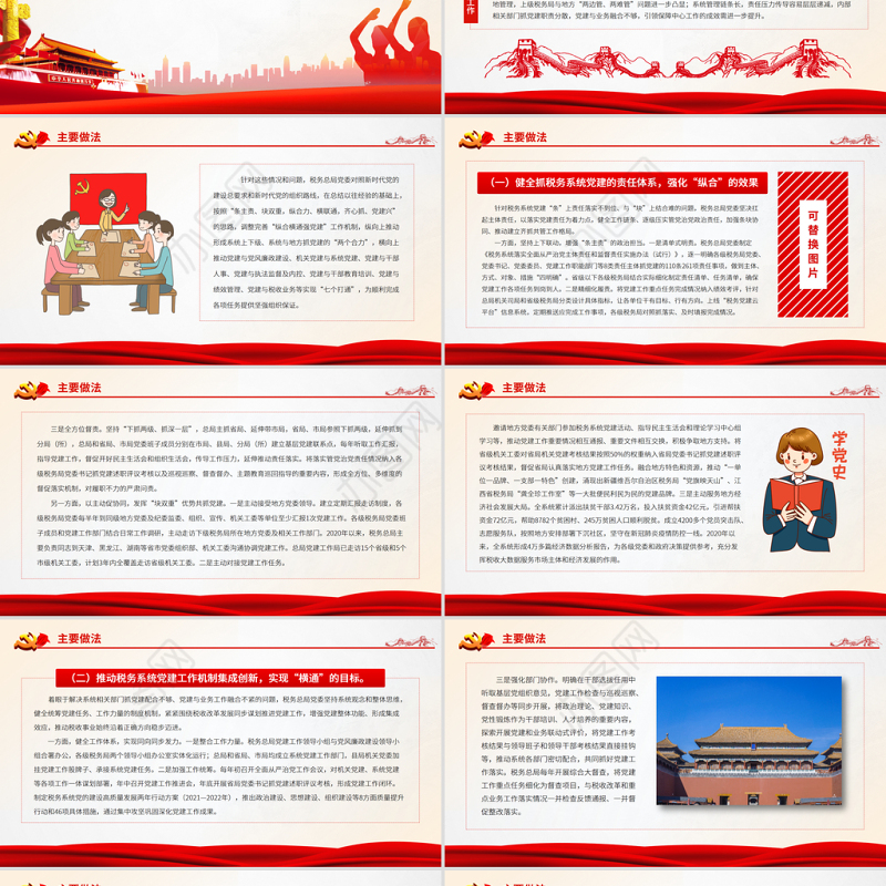 扛起主体责任汇聚各方力量推动税务系统党建工作创新发展PPT红色大气党务总局“纵合横通强党建”工作机制的调研报告专题党课课件