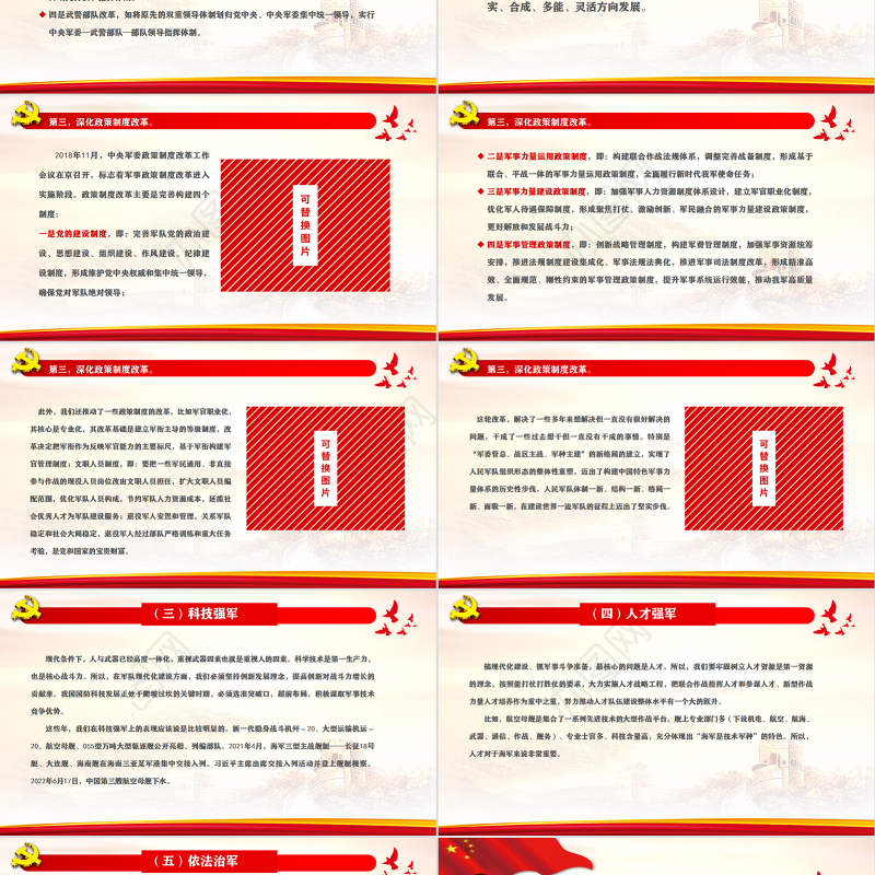 新时代的国防和军队建设PPT党政大气风热烈庆祝中国人民解放军建军95周年专题党课课件模板