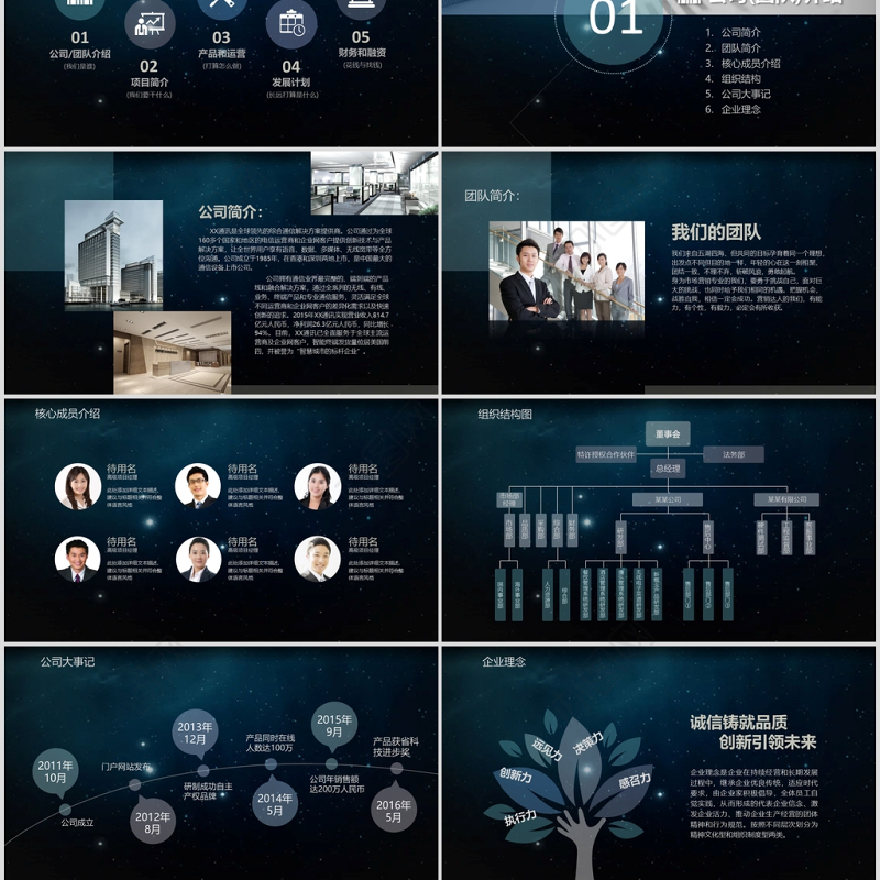 科技星空炫酷创意商业计划书ppt模板幻灯片