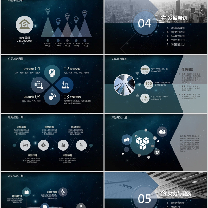 科技星空炫酷创意商业计划书ppt模板幻灯片