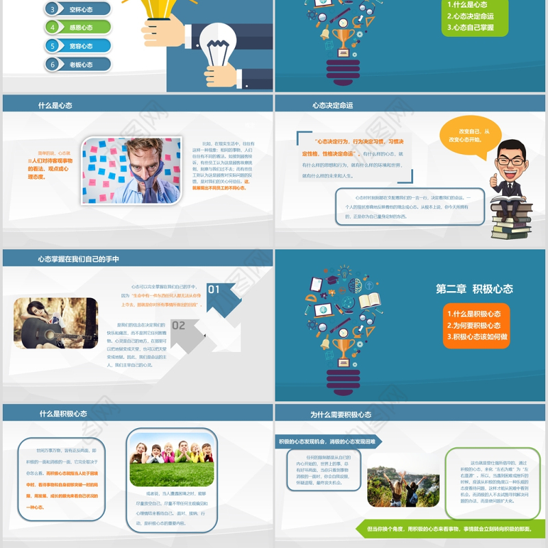 塑造五种心态员工企业文化企业管理培训蓝色ppt模板
