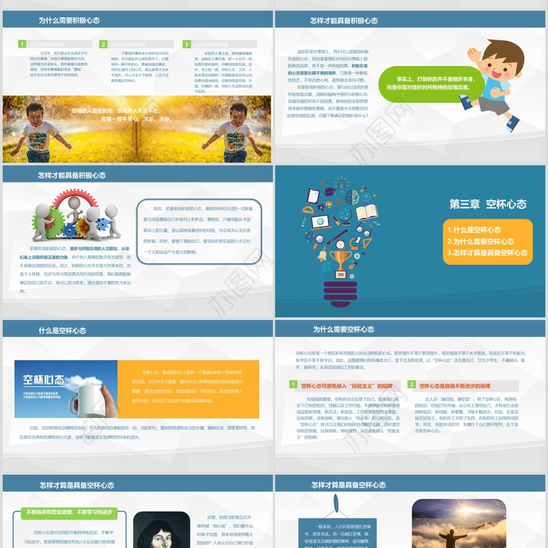 塑造五种心态员工企业文化企业管理培训蓝色ppt模板