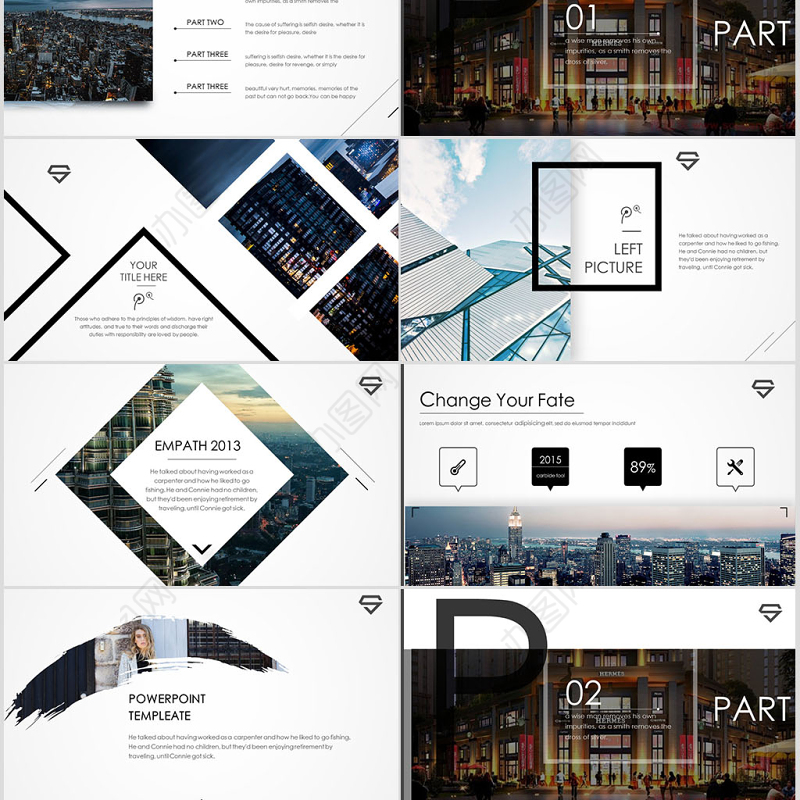 欧美风简约大气时尚商务通用公司介绍述职总结ppt模板幻灯片