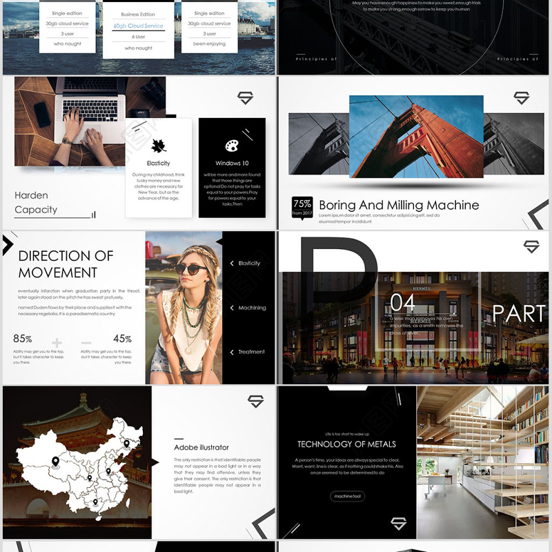 欧美风简约大气时尚商务通用公司介绍述职总结ppt模板幻灯片