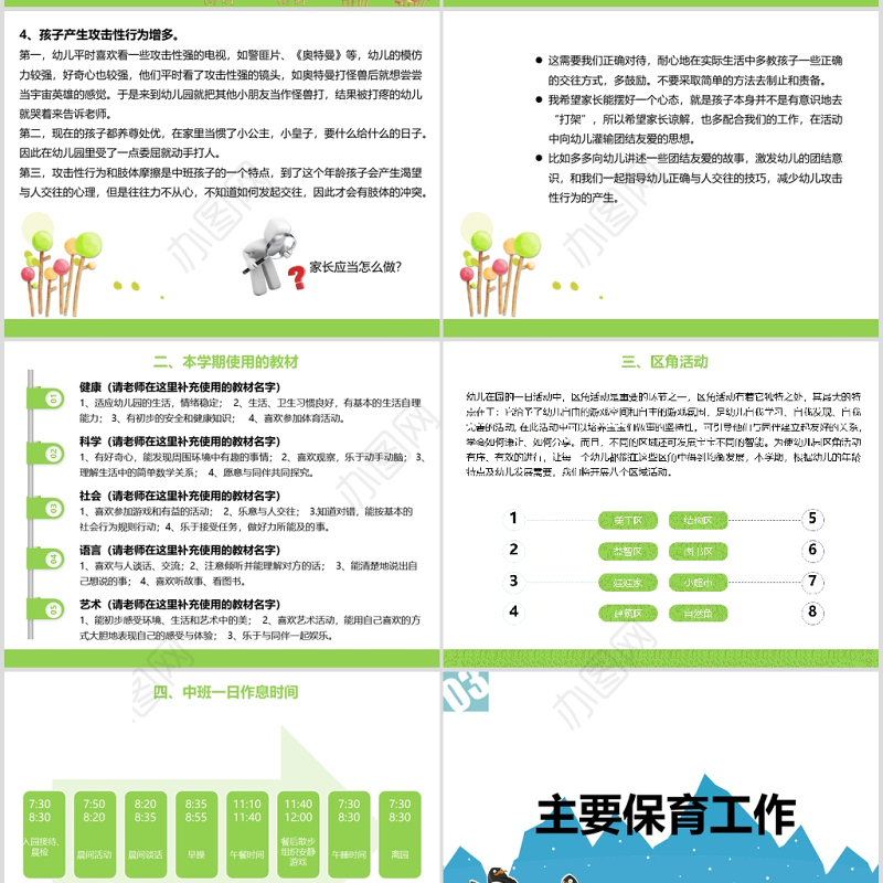 幼儿园中班家长会ppt模板幻灯片