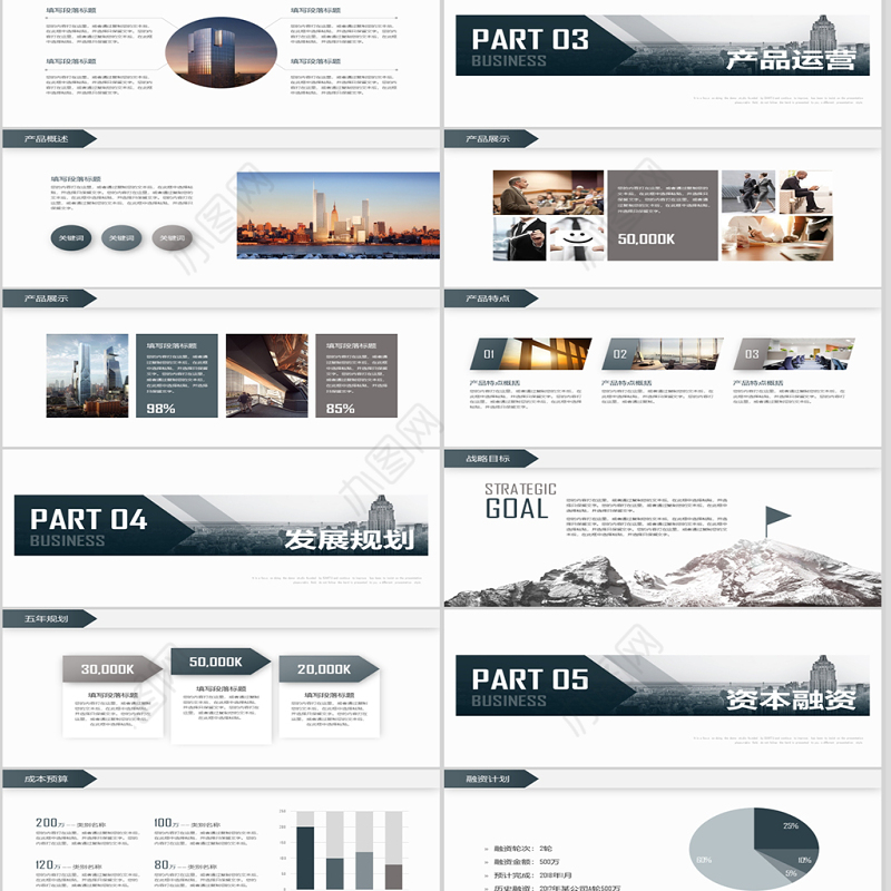 2020年稳重内容详细商业计划书ppt模板