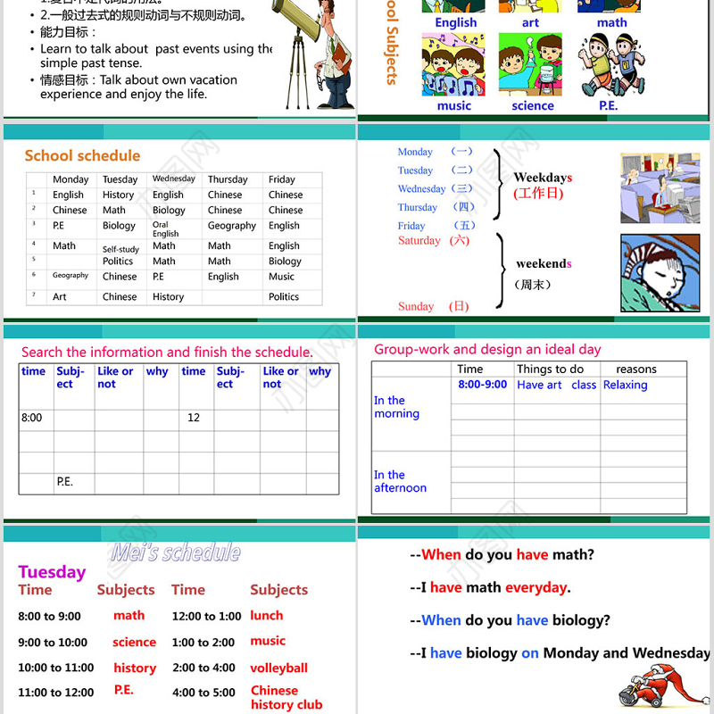 2018蓝色简约七年级英语上UNIT9PPT模板