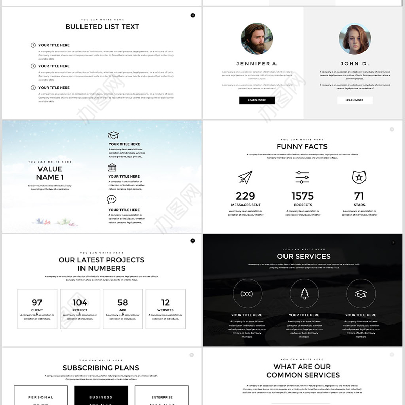 欧美白色简约公司介绍产品介绍商务通用ppt模板幻灯片