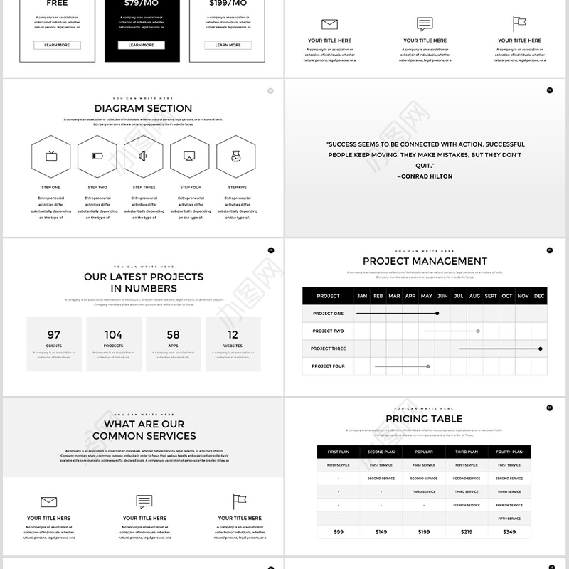 欧美白色简约公司介绍产品介绍商务通用ppt模板幻灯片