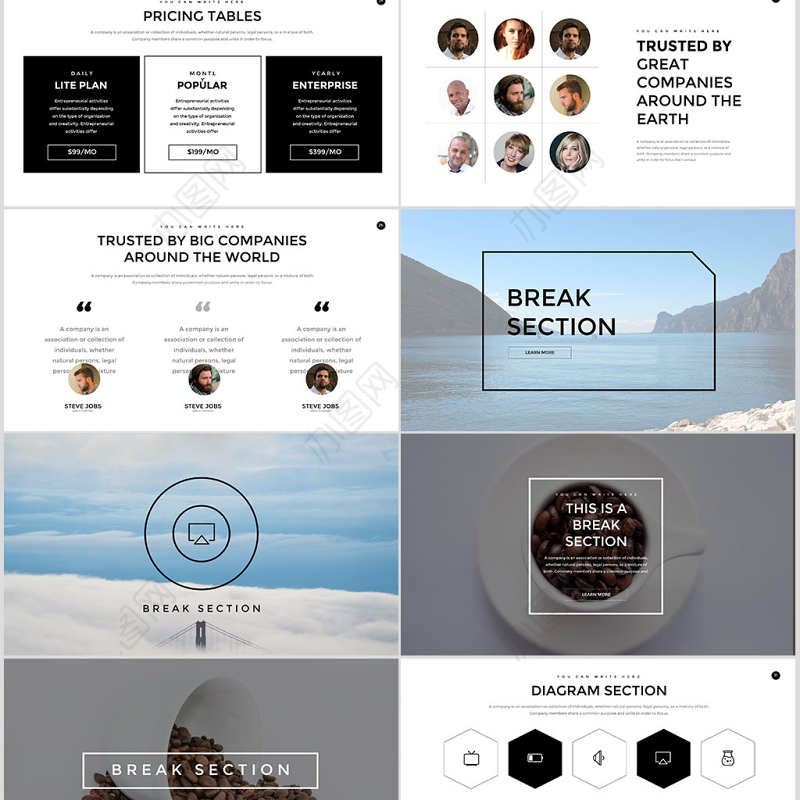 欧美白色简约公司介绍产品介绍商务通用ppt模板幻灯片