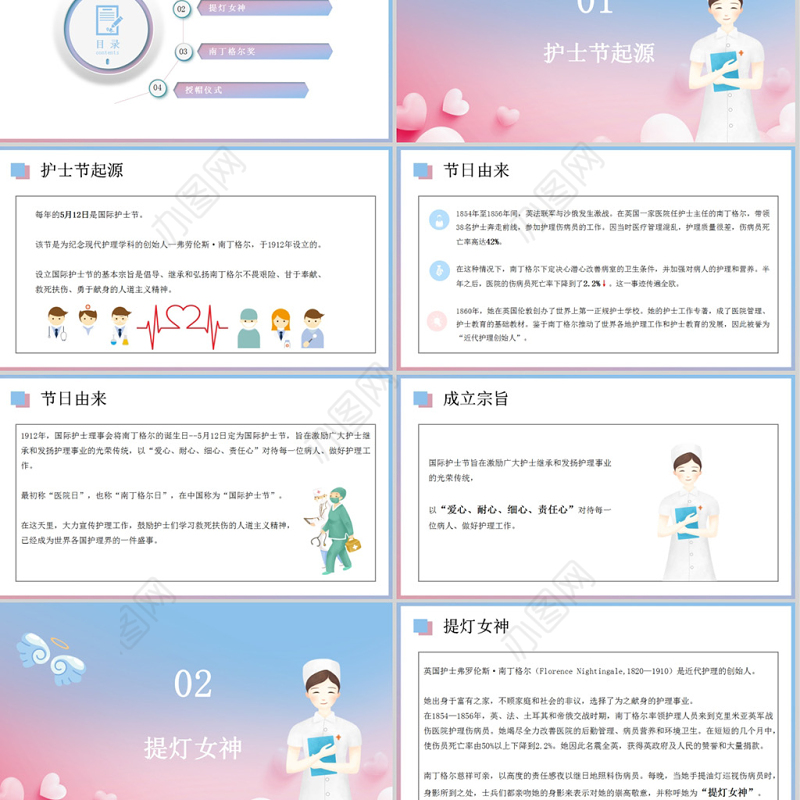 2020国际护士节致敬护士清新PPT 模板