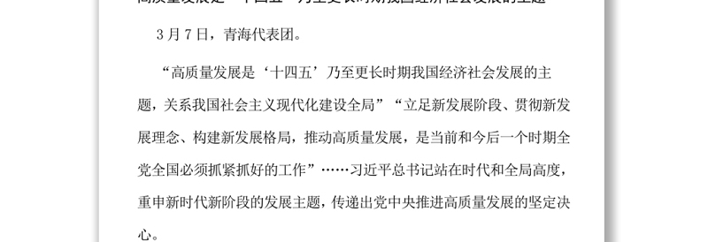 坚定不移走高质量发展之路