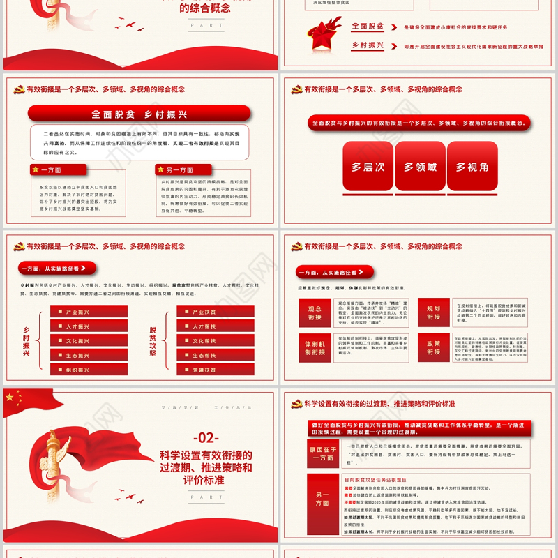 精准扶贫工作总结PPT红色极简风党支部工作汇报述职报告专题党课课件模板