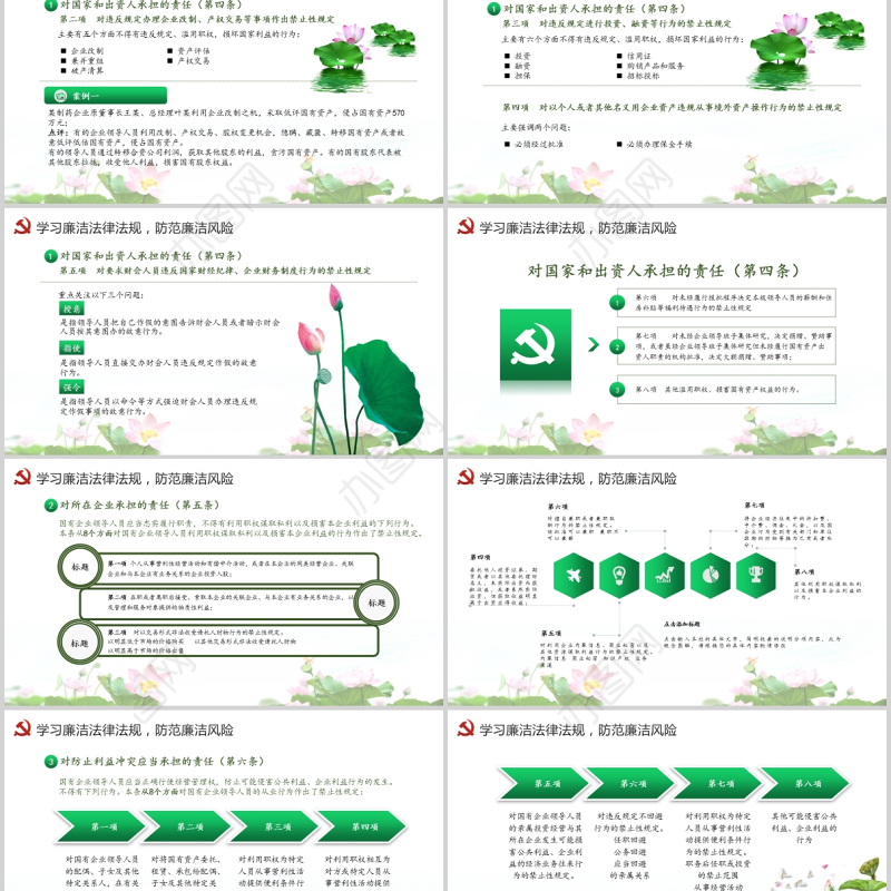 廉政党课PPT清新中国风党员干部清正廉明廉洁反腐倡廉廉洁从业党员教育课件
