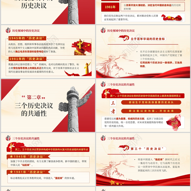 准确把握中共百年党史中的三个历史决议PPT红色精品企事业机关单位主题党日党课培训课件