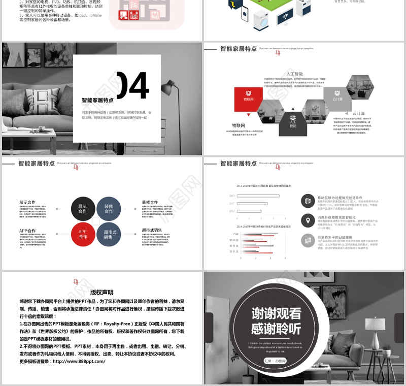 2021黑白风格智能家居市场分析企业商务汇报PPT模板