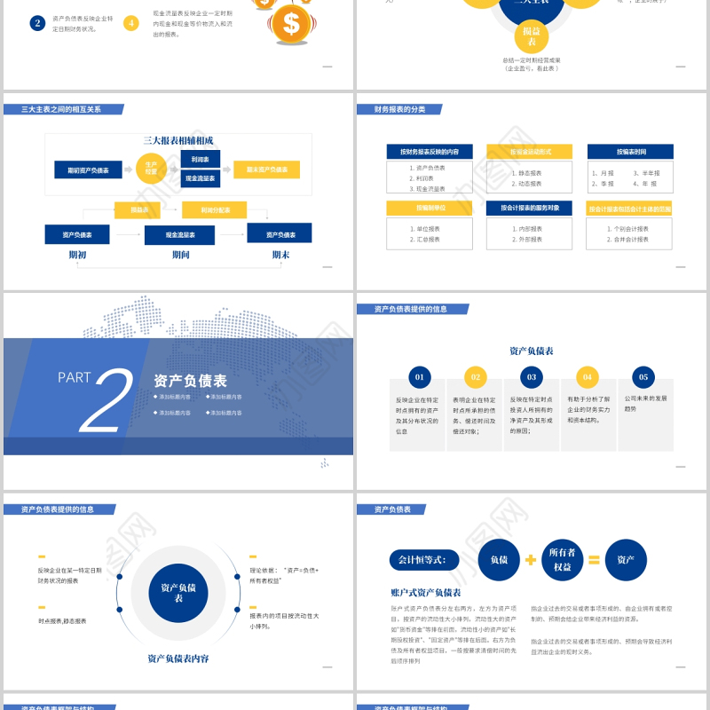 2021企业财务报表阅读蓝色商务工作汇报PPT模板