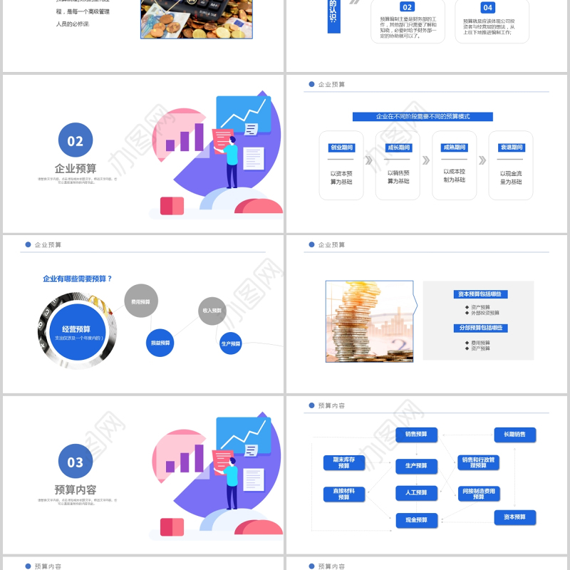 2021非财政人员财务预算培训蓝色卡通插画风商务PPT模板