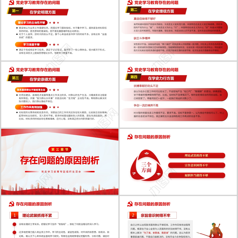 2021年党员领导干部党史学习教育专题组织生活会对照剖析检查材料PPT模板